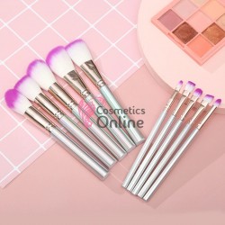 Pensule de Make-up 10 bucati Silver Laser Holografic Profesionale MKB13